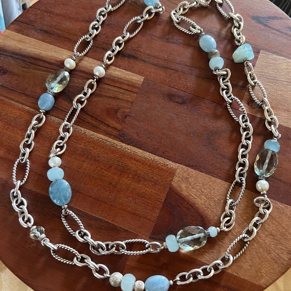 Gorgeous David Yurman 50” Pearl Bead & Chain Sterling Silver Necklace - Picture 14 of 17